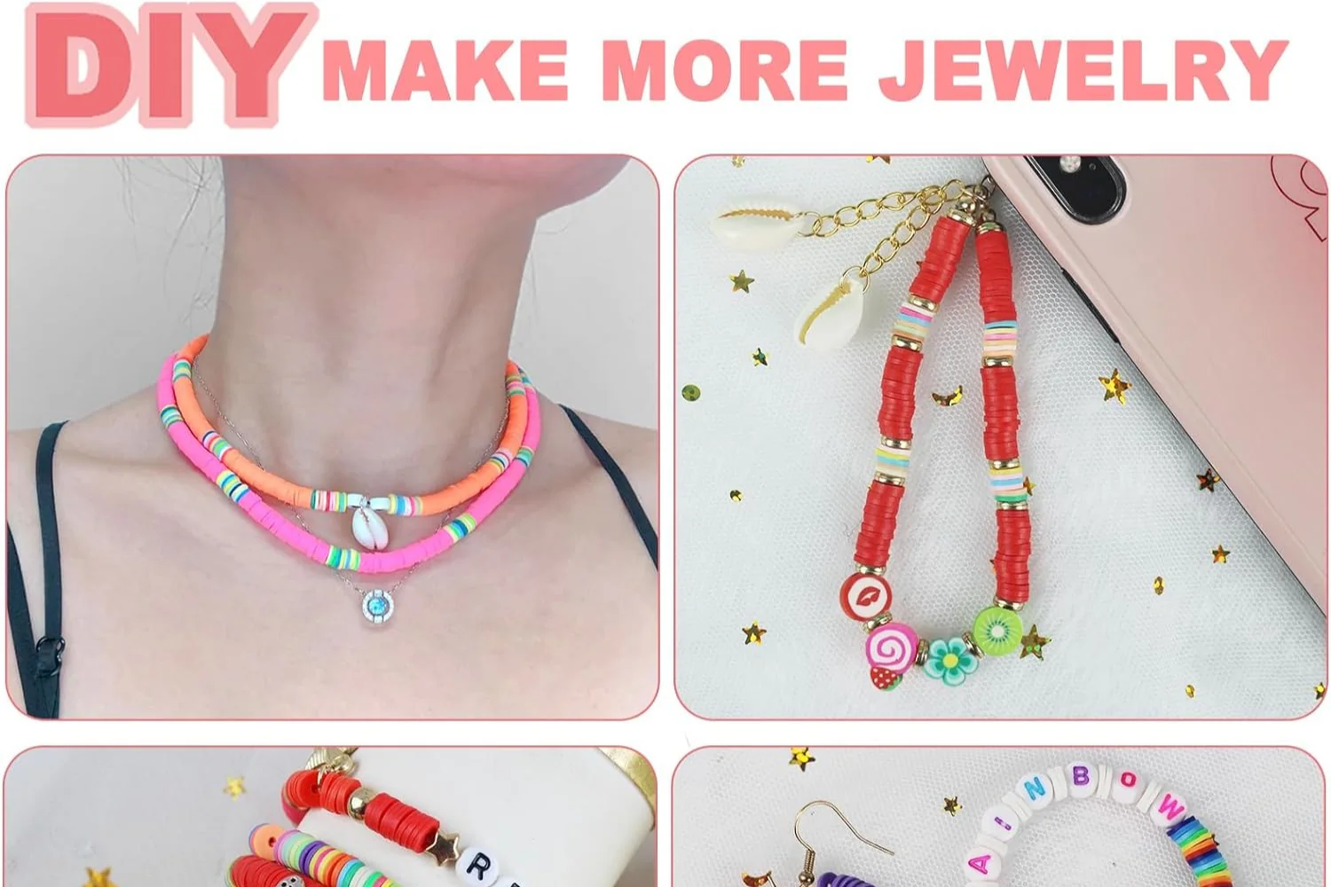 5100 Clay Beads Bracelet Making Kit, Flat Preppy Beads for Friendship Jewelry Making,Polymer Heishi Beads with Charms Gifts for Teen Girls Crafts for Girls Ages 8-12 - Image 2