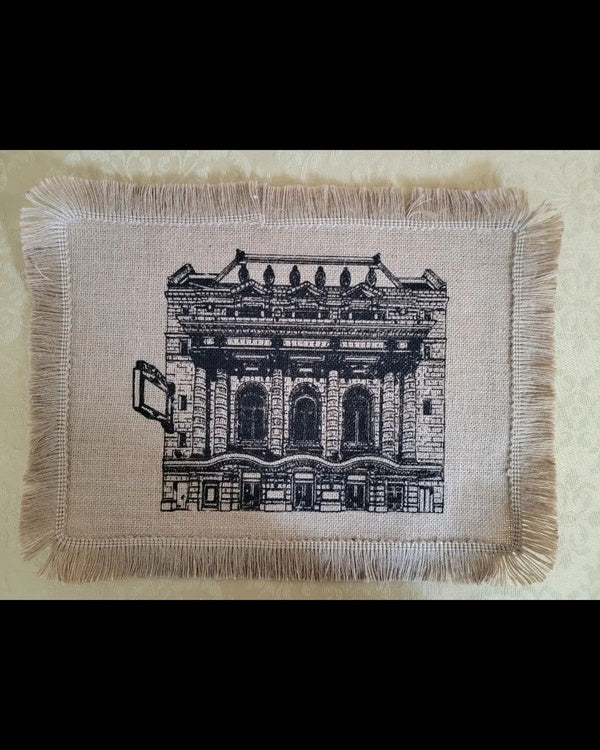 Broadway Theater Placemats - Lyceum Theatre, Broadway Theatre Sketch on Jute Placemat - Image 2