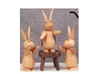 Cute Rabbit Green  Decorative Wood Carving Decor - Image 6