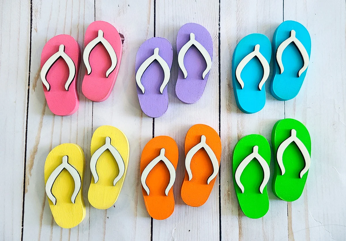 Flip Flops Mini Wooden Decor | Spring Summer Tiered Tray Decor Accent - Image 2