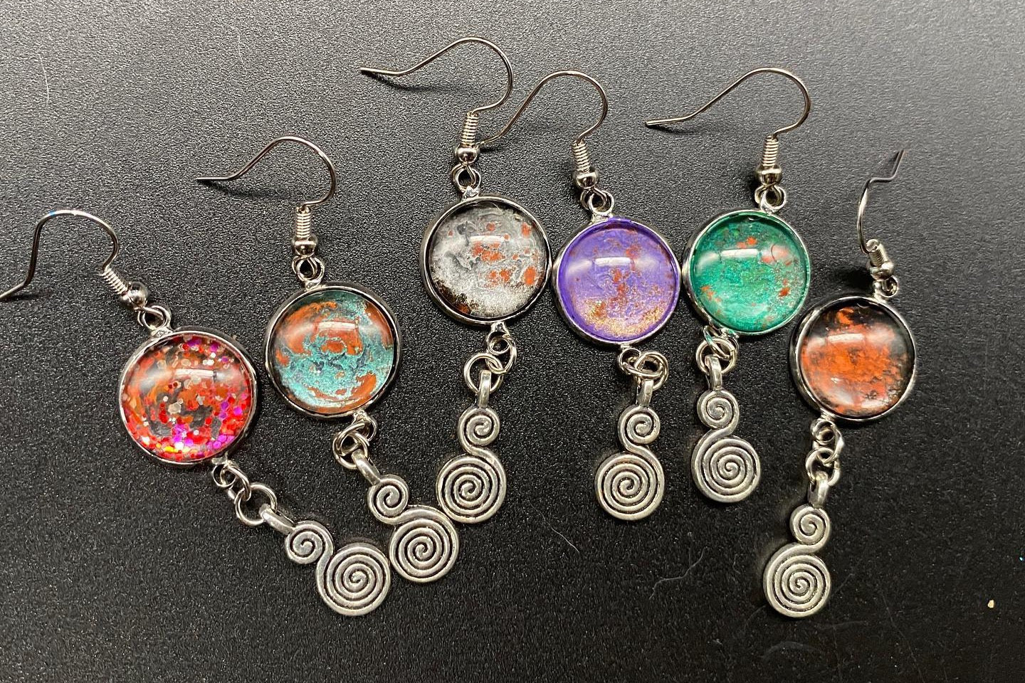 Monthly, hand-crafted pair of sustainable earrings from Iron Oxide & Art - Image 4