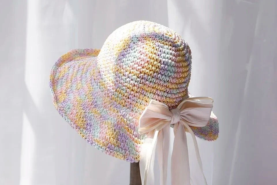 Monaco Cream Rose Ombré Ribbon Bow Straw Hat, Group Wedding and Anniversary Gift Hat, Mother's Day Gift - Image 4