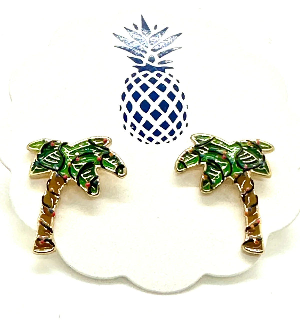 Palm Tree Christmas Light Earrings