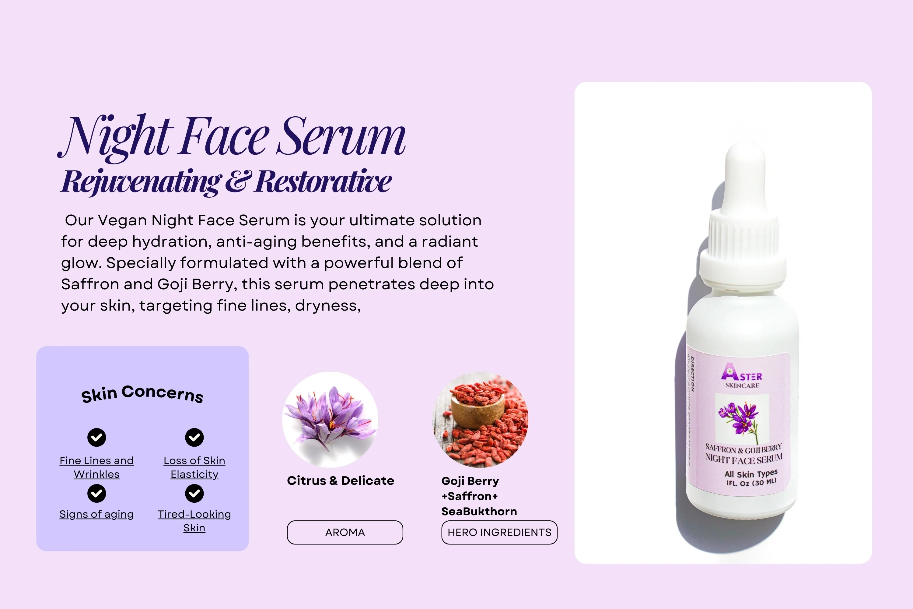 Saffron & Goji Berry Night Serum | Vegan Anti-Aging Face Serum - Organic - Image 2