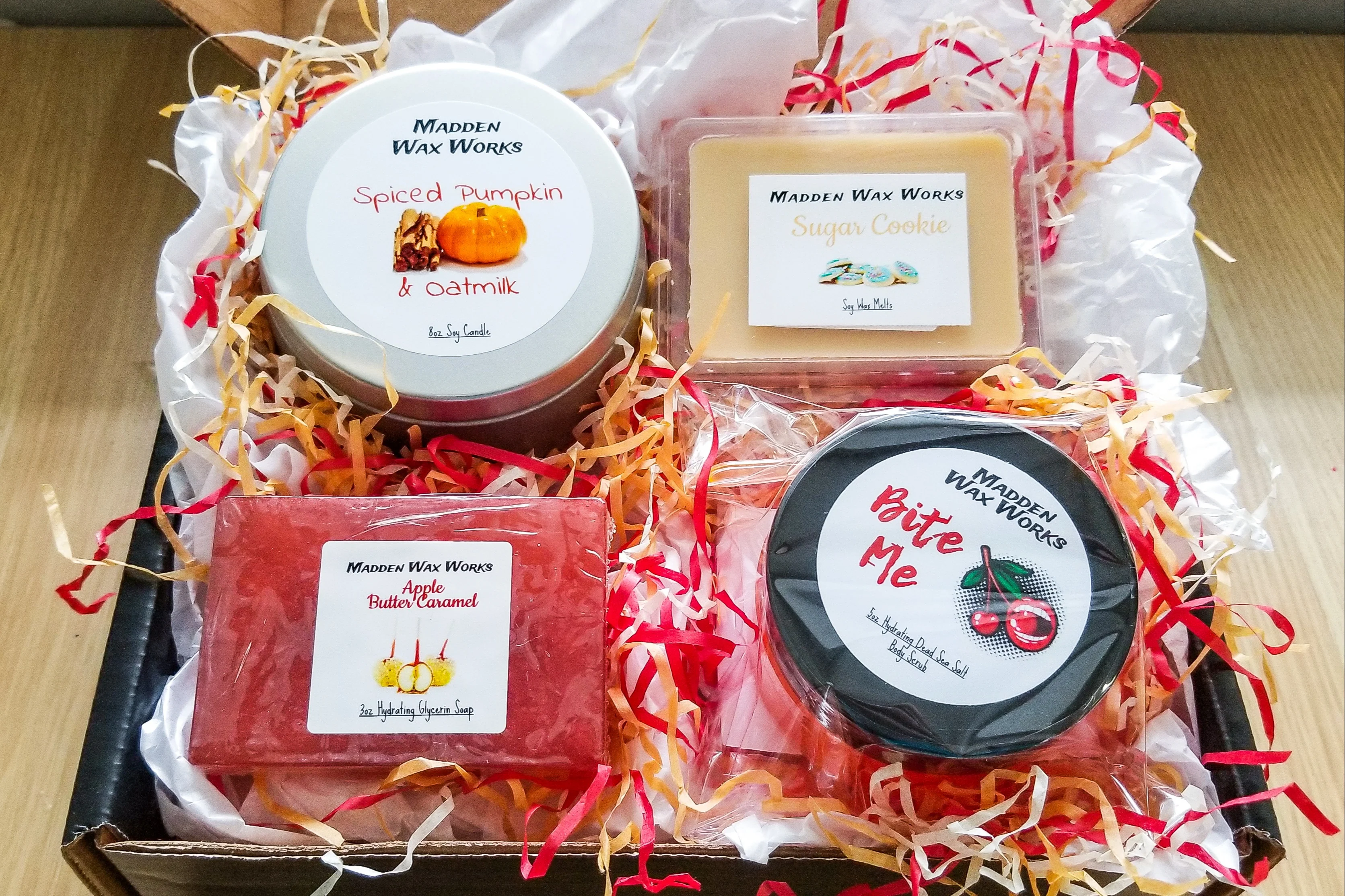 Self Care Box- 8oz candle, wax melts, soap + soap bag, dead sea salt body scrub - Image 6